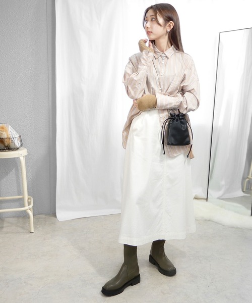 minia（ミニア）の「ソックスミドルブーツ（ブーツ・レディース・カーキ/グレイッシュベージュ/ブラック・S/M/L）」の19枚目の写真