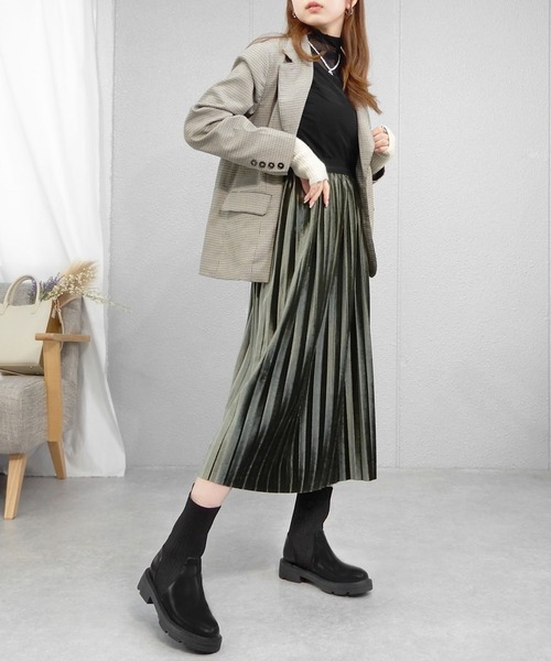 minia（ミニア）の「ソックスミドルブーツ（ブーツ・レディース・カーキ/グレイッシュベージュ/ブラック・S/M/L）」の4枚目の写真