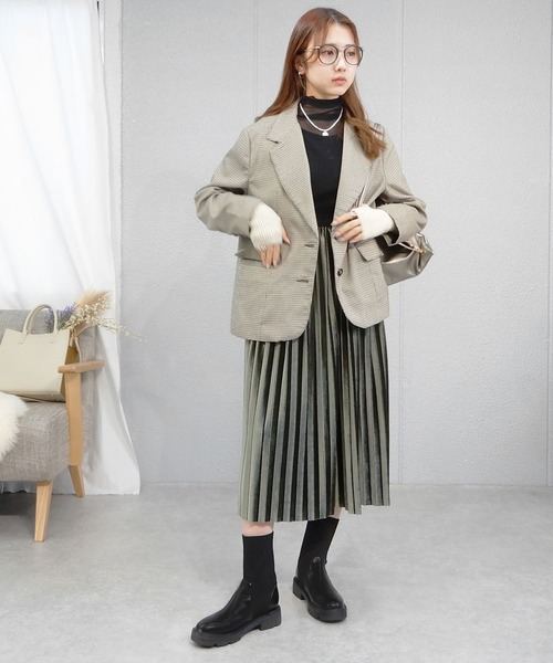 minia（ミニア）の「ソックスミドルブーツ（ブーツ・レディース・カーキ/グレイッシュベージュ/ブラック・S/M/L）」の5枚目の写真