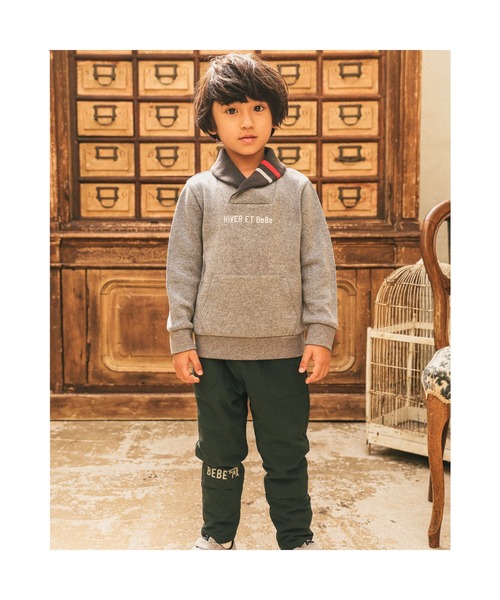 BeBe（ベベ）の「BeBe/ローゲージダブルフェイスショールカラートレーナー(100~150cm)（スウェット・キッズ・グレー/ブルー・150/130/110/140/120/100）」の18枚目の写真