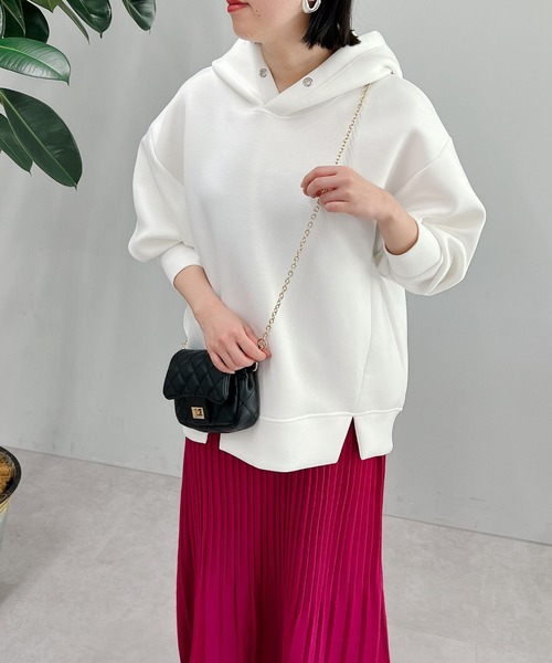 un dix cors(アンディコール)の「きれいめに着られる ライトダンボールパーカー(パーカー・レディース・アイボリー/ブラック/チャコールグレー・FREE)」の5枚目の写真