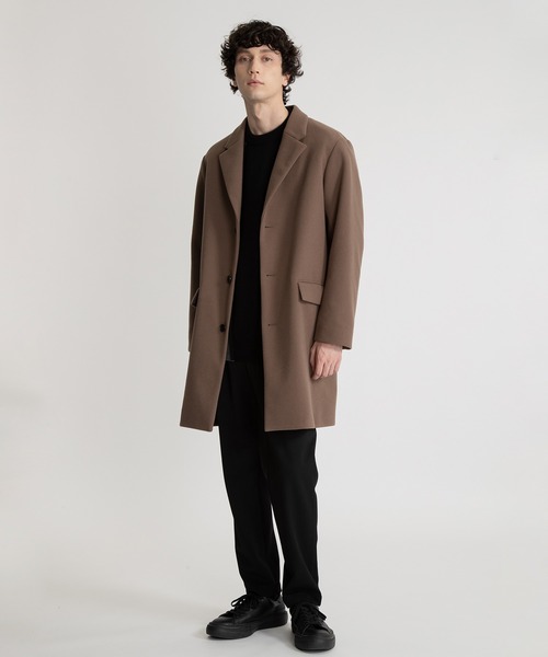 UNITED TOKYO（ユナイテッドトウキョウ）の「メルトンジャージ ミドルチェスターコート（チェスターコート・メンズ・ブラック/グレイッシュベージュ・1/2/3）」の18枚目の写真