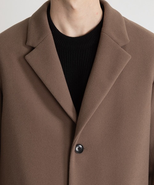 UNITED TOKYO（ユナイテッドトウキョウ）の「メルトンジャージ ミドルチェスターコート（チェスターコート・メンズ・ブラック/グレイッシュベージュ・1/2/3）」の4枚目の写真