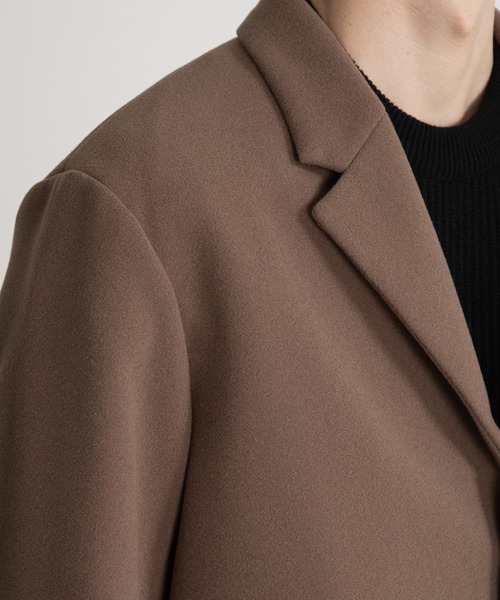 UNITED TOKYO（ユナイテッドトウキョウ）の「メルトンジャージ ミドルチェスターコート（チェスターコート・メンズ・ブラック/グレイッシュベージュ・1/2/3）」の7枚目の写真