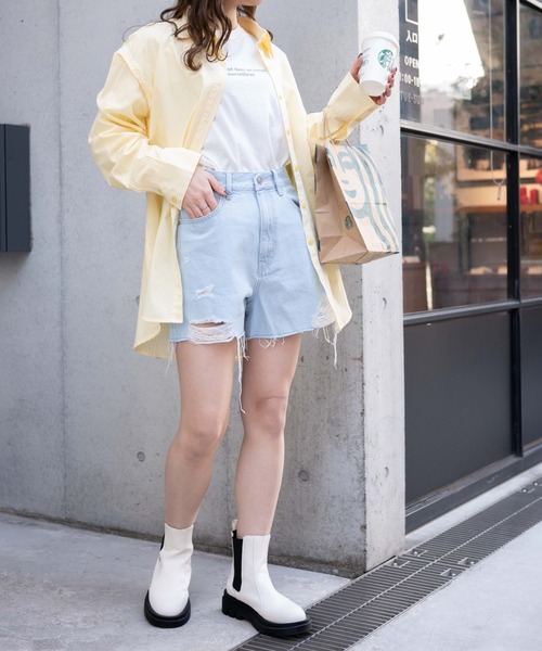 WEGO（ウィゴー）の「WEGO/ダメージショートパンツ（デニムパンツ・レディース・ブラック系その他/ホワイト/ライトインディゴブルー/コバルトブルー・SMALL/MEDIUM/LARGE/X-SMALL）」の12枚目の写真