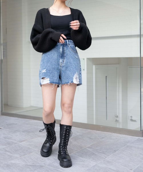 WEGO（ウィゴー）の「WEGO/ダメージショートパンツ（デニムパンツ・レディース・ブラック系その他/ホワイト/ライトインディゴブルー/コバルトブルー・SMALL/MEDIUM/LARGE/X-SMALL）」の16枚目の写真