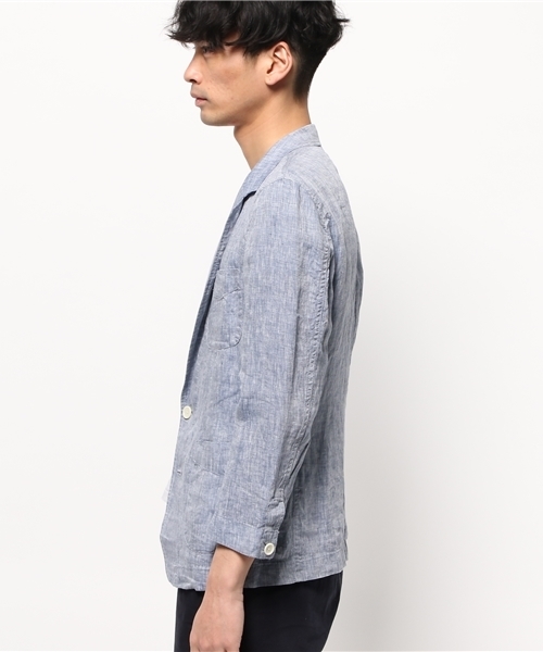 SHIPS JET BLUE（シップスジェットブルー）の「SHIPS JET BLUE(シップス ジェットブルー): リネン 7スリーブ シャツジャケット （シャツ/ブラウス・メンズ・ブルー/ネイビー/オリーブ・SMALL/LARGE/MEDIUM）」の5枚目の写真
