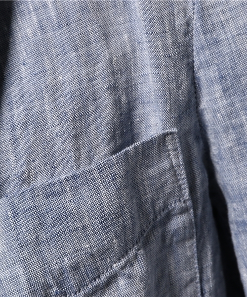 SHIPS JET BLUE（シップスジェットブルー）の「SHIPS JET BLUE(シップス ジェットブルー): リネン 7スリーブ シャツジャケット （シャツ/ブラウス・メンズ・ブルー/ネイビー/オリーブ・SMALL/LARGE/MEDIUM）」の9枚目の写真