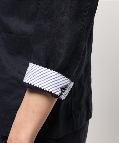 SHIPS JET BLUE（シップスジェットブルー）の「SHIPS JET BLUE(シップス ジェットブルー): リネン 7スリーブ シャツジャケット （シャツ/ブラウス・メンズ・ブルー/ネイビー/オリーブ・SMALL/LARGE/MEDIUM）」の10枚目の写真