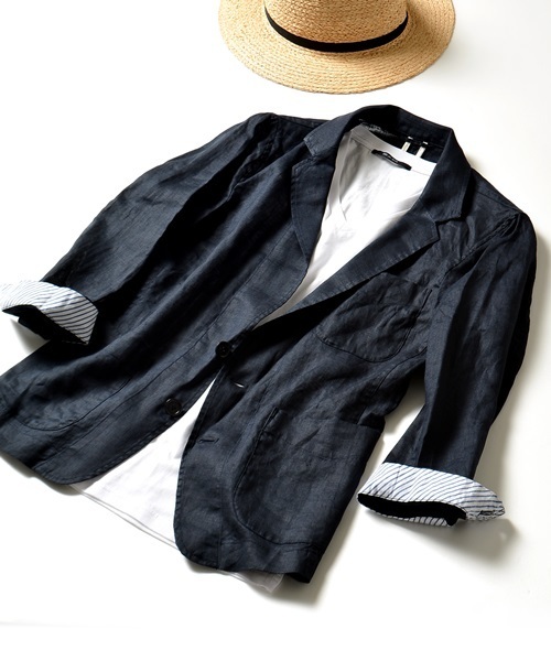 SHIPS JET BLUE（シップスジェットブルー）の「SHIPS JET BLUE(シップス ジェットブルー): リネン 7スリーブ シャツジャケット （シャツ/ブラウス・メンズ・ブルー/ネイビー/オリーブ・SMALL/LARGE/MEDIUM）」の19枚目の写真