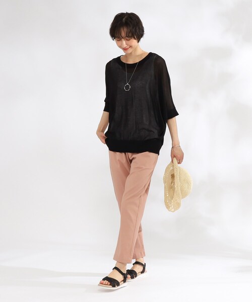 SHOO・LA・RUE（シューラルー）の「◆【SS-3L/美脚シルエット】綿イージーテーパードパンツ（その他パンツ・レディース・ピンク系/ライトベージュ/ブラック/カーキ/ネイビー/ブルー・01/02/03/04/05/10）」の9枚目の写真