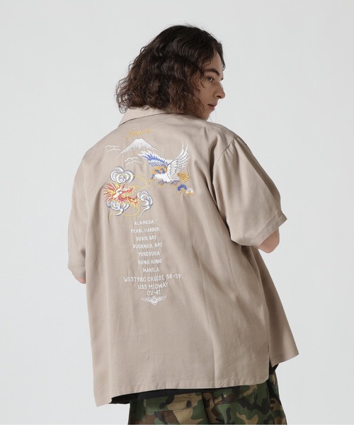 AVIREX(アヴィレックス)の「EMBROIDERY SHIRT JAPAN / エンブロイデリー シャツ ジャパン / AVIREX / アヴィレックス(シャツ/ブラウス・メンズ・ブラック/サックスブルー/ベージュ・MEDIUM/LARGE/X-LARGE/XX-LARGE/L/M/XL)」の1枚目の写真