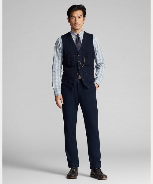 インディゴ ヘリンボーン ベスト（ベスト）｜RRL（ダブル アール エル