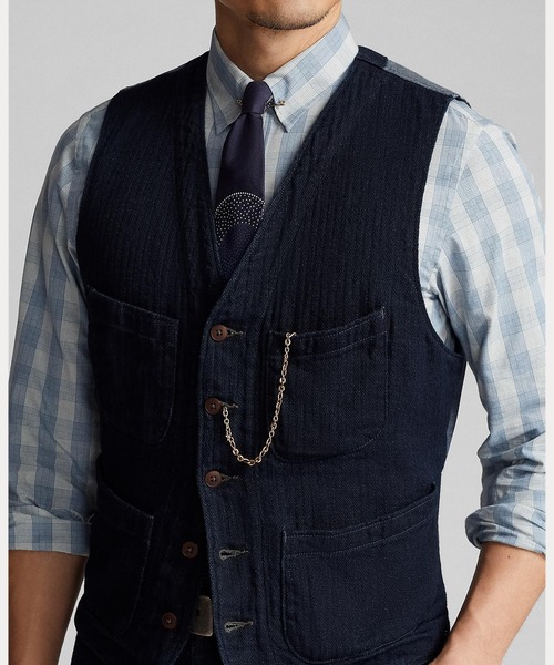 インディゴ ヘリンボーン ベスト（ベスト）｜RRL（ダブル アール エル