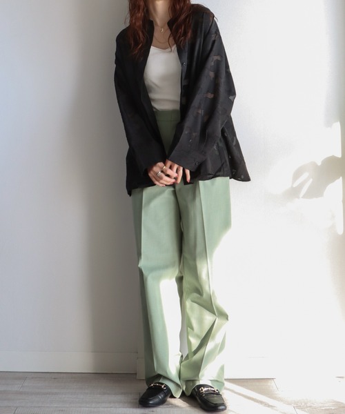 COURO(コウロ)の「花柄ジャガードスタンドカラーシャツ(シャツ/ブラウス・レディース・グリーン/キナリ/ブラック・M)」の12枚目の写真