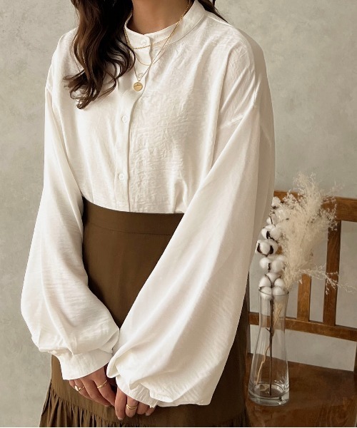 apres jour clair（アプレジュールクレア）の「【apres jour clair】袖ボリュームバンドカラーシャツ【ZOZOTOWN限定アイテム】（シャツ/ブラウス・レディース・ベージュ/モカ/ピンクベージュ/オフホワイト/アイボリー・フリー/X-LARGE）」の10枚目の写真