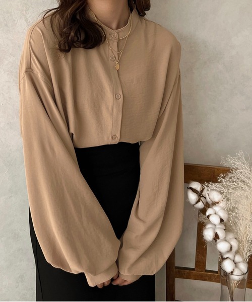 apres jour clair】袖ボリュームバンドカラーシャツ【ZOZOTOWN限定