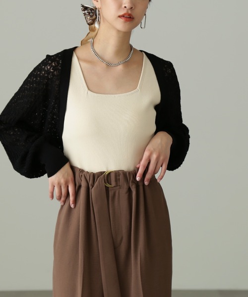 FREE'S MART（フリーズマート）の「◆[洗える]マシンウォッシャブルスクエアネックタンクニット（ニット/セーター・レディース・グリーン/ホワイト/レッド/ブラック・FREE）」の16枚目の写真