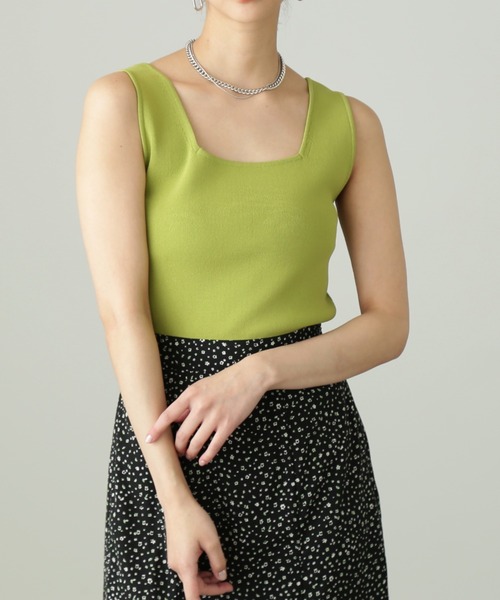 FREE'S MART（フリーズマート）の「◆[洗える]マシンウォッシャブルスクエアネックタンクニット（ニット/セーター・レディース・グリーン/ホワイト/レッド/ブラック・FREE）」の18枚目の写真