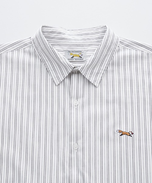 PENNEYS(ぺニーズ)の「PENNEYS/ペニーズ 別注 THE FOX ロゴ ワッペン刺繍 オーバーサイズ ブロード レギュラーカラー 半袖シャツ(シャツ/ブラウス・レディース・サックスブルー/ネイビー/グレー系/ベージュ系/ネイビー系/ピンク系/ホワイト/ライトブルー/ブラック系1/グリーン系/ブラック系・M/L)」の14枚目の写真