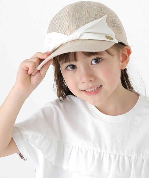 HAKKA KIDS（ハッカキッズ）の「リボン付きキャップ（キャップ・キッズ・ベージュ/ブラウン・M/L）」の2枚目の写真