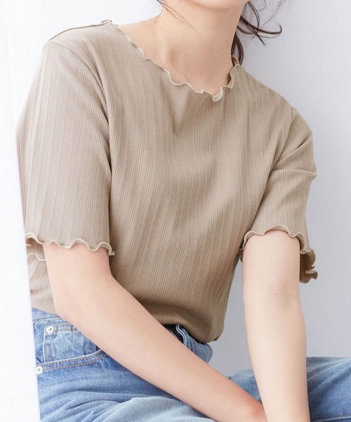alotta(アロッタ)の「メロウ使いテレコリブTシャツ(Tシャツ/カットソー・レディース・グレー/ブラック/サンドグレー/ミント/ピンク/オフホワイト・X-LARGE/MEDIUM/LARGE/XX-LARGE)」の4枚目の写真