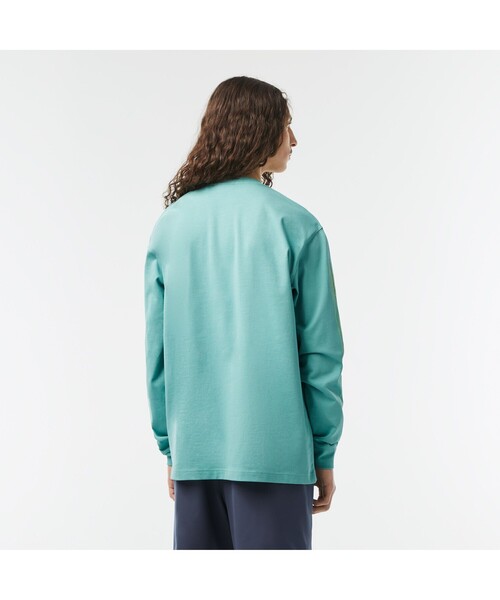 LACOSTE(ラコステ)の「グラフィカルブランドネームロゴマルチプリントロングスリーブTシャツ(Tシャツ/カットソー・メンズ・ネイビー/セージグリーン・4/3/5/2)」の4枚目の写真