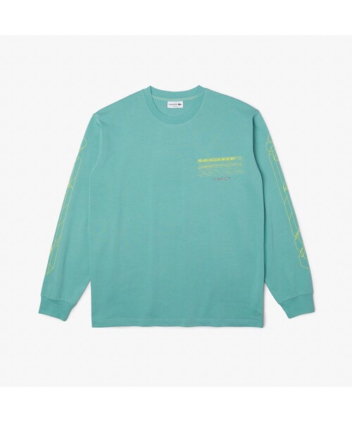 LACOSTE(ラコステ)の「グラフィカルブランドネームロゴマルチプリントロングスリーブTシャツ(Tシャツ/カットソー・メンズ・ネイビー/セージグリーン・4/3/5/2)」の5枚目の写真