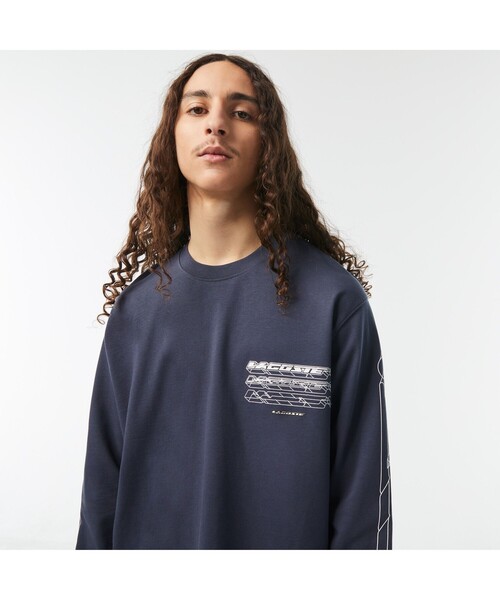 LACOSTE(ラコステ)の「グラフィカルブランドネームロゴマルチプリントロングスリーブTシャツ(Tシャツ/カットソー・メンズ・ネイビー/セージグリーン・4/3/5/2)」の7枚目の写真
