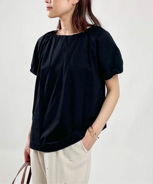 PICCIN(ピッチン)の「ラグランギャザープルオーバー(Tシャツ/カットソー・レディース・オフホワイト/ブルー/ブラック・M)」の2枚目の写真