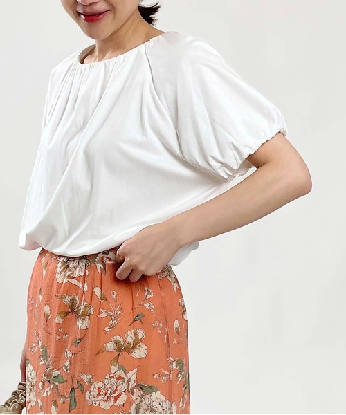 PICCIN(ピッチン)の「ラグランギャザープルオーバー(Tシャツ/カットソー・レディース・オフホワイト/ブルー/ブラック・M)」の5枚目の写真