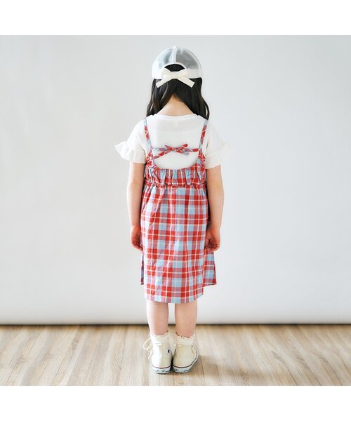 apres les cours（アプレレクール）の「GIRLSうしろリボンメッシュキャップ（ハット・キッズ・サックスブルー/アイボリー/ピンク・50/58/54）」の5枚目の写真