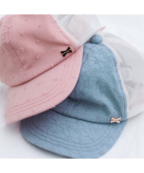 apres les cours（アプレレクール）の「GIRLSうしろリボンメッシュキャップ（ハット・キッズ・サックスブルー/アイボリー/ピンク・50/58/54）」の7枚目の写真