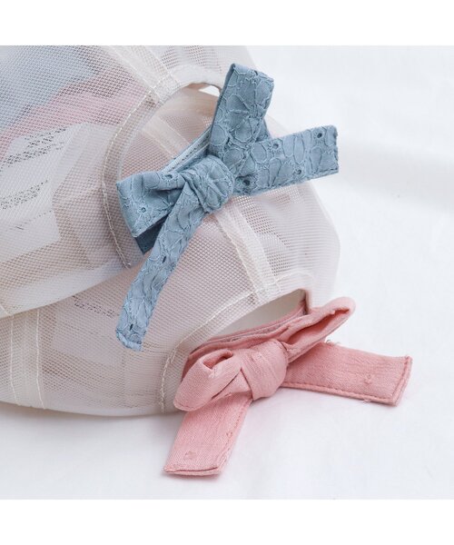 apres les cours（アプレレクール）の「GIRLSうしろリボンメッシュキャップ（ハット・キッズ・サックスブルー/アイボリー/ピンク・50/58/54）」の8枚目の写真