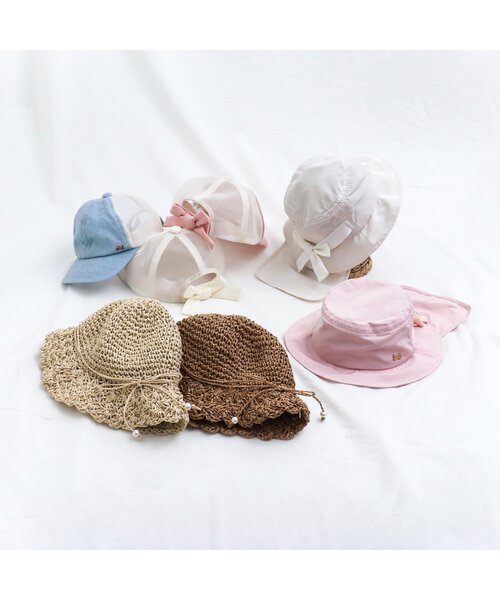 apres les cours（アプレレクール）の「GIRLSうしろリボンメッシュキャップ（ハット・キッズ・サックスブルー/アイボリー/ピンク・50/58/54）」の9枚目の写真