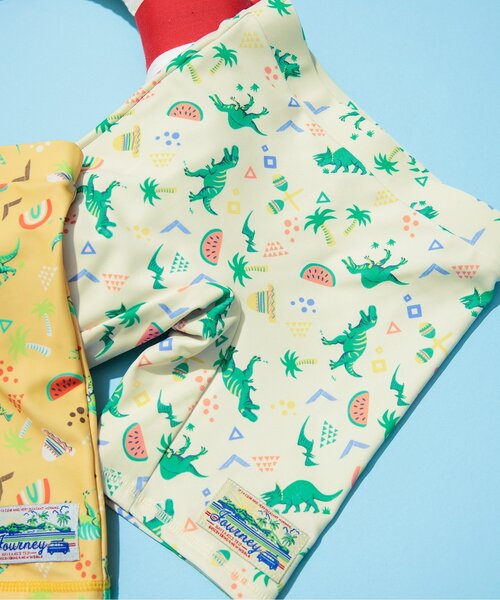BREEZE（ブリーズ）の「Boy's 恐竜ボクサー水着_UVカット（水着・キッズ・オフホワイト/イエロー・80/90/100/110/120）」の2枚目の写真