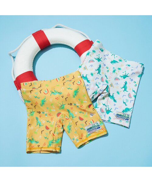 BREEZE（ブリーズ）の「Boy's 恐竜ボクサー水着_UVカット（水着・キッズ・オフホワイト/イエロー・80/90/100/110/120）」の3枚目の写真