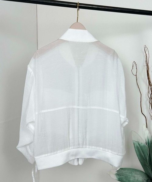 Meli rich（メリーリッチ）の「シアー袖ドロストMA-1（MA-1・レディース・ブラック/オフホワイト・FREE）」の6枚目の写真