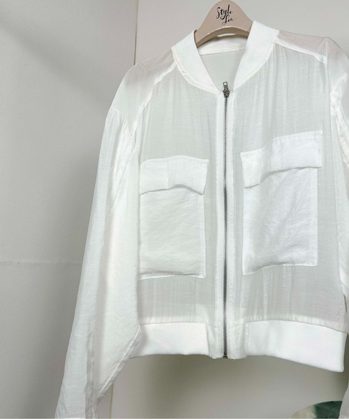 Meli rich（メリーリッチ）の「シアー袖ドロストMA-1（MA-1・レディース・ブラック/オフホワイト・FREE）」の7枚目の写真