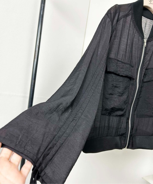 Meli rich（メリーリッチ）の「シアー袖ドロストMA-1（MA-1・レディース・ブラック/オフホワイト・FREE）」の13枚目の写真