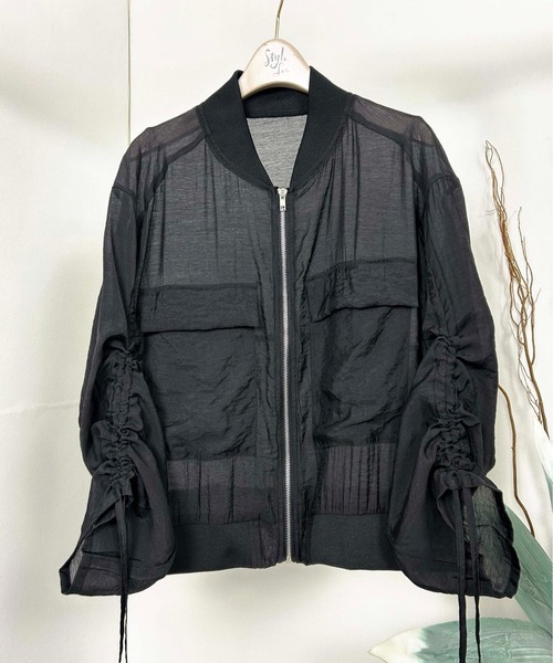 Meli rich（メリーリッチ）の「シアー袖ドロストMA-1（MA-1・レディース・ブラック/オフホワイト・FREE）」の10枚目の写真