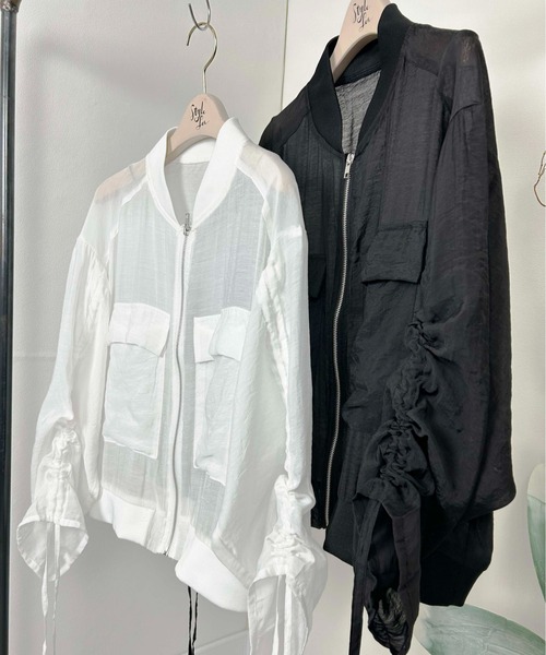 Meli rich（メリーリッチ）の「シアー袖ドロストMA-1（MA-1・レディース・ブラック/オフホワイト・FREE）」の19枚目の写真