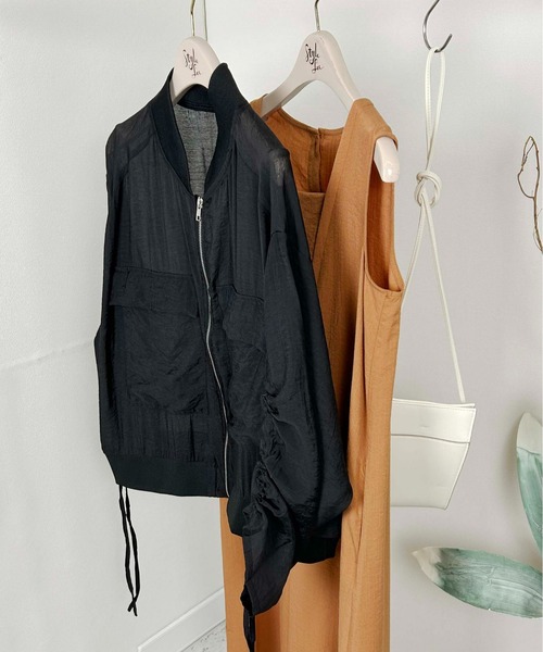 Meli rich（メリーリッチ）の「シアー袖ドロストMA-1（MA-1・レディース・ブラック/オフホワイト・FREE）」の16枚目の写真