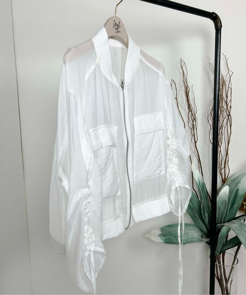 Meli rich（メリーリッチ）の「シアー袖ドロストMA-1（MA-1・レディース・ブラック/オフホワイト・FREE）」の8枚目の写真