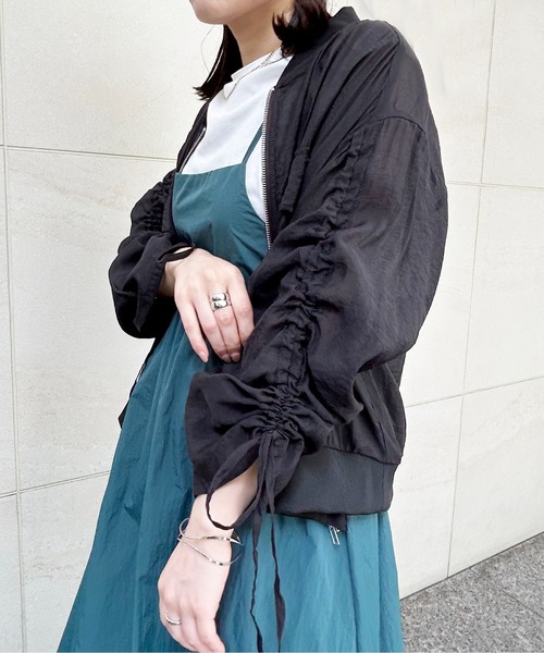 Meli rich（メリーリッチ）の「シアー袖ドロストMA-1（MA-1・レディース・ブラック/オフホワイト・FREE）」の21枚目の写真