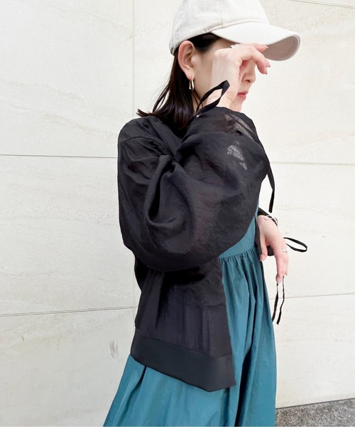 Meli rich（メリーリッチ）の「シアー袖ドロストMA-1（MA-1・レディース・ブラック/オフホワイト・FREE）」の22枚目の写真