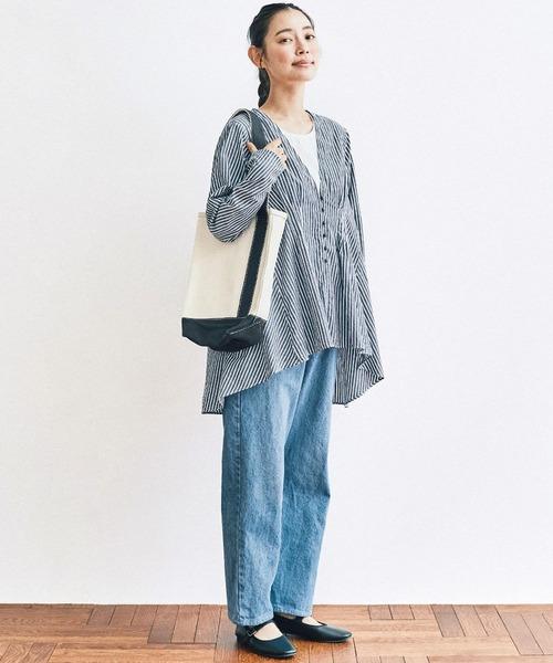 【セール】ａｎｄ ｍｙｅｒａ ストライプのオーバーブラウス（シャツ/ブラウス）｜and myera（アンド マイラ）