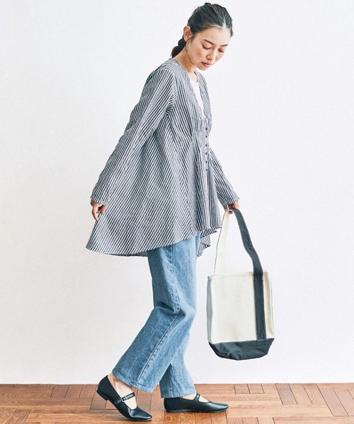 【セール】ａｎｄ ｍｙｅｒａ ストライプのオーバーブラウス（シャツ/ブラウス）｜and myera（アンド マイラ）