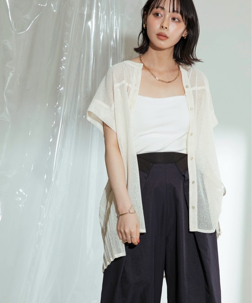 【タグ付新品】Eimee Law バックプリーツメッシュブラウス バックプリーツメッシュブラウス（シャツ/ブラウス）｜Eimee Law