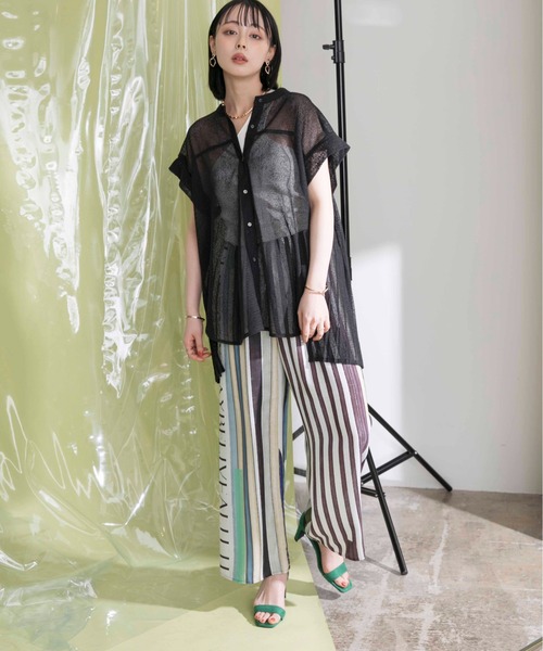 【タグ付新品】Eimee Law バックプリーツメッシュブラウス バックプリーツメッシュブラウス（シャツ/ブラウス）｜Eimee Law